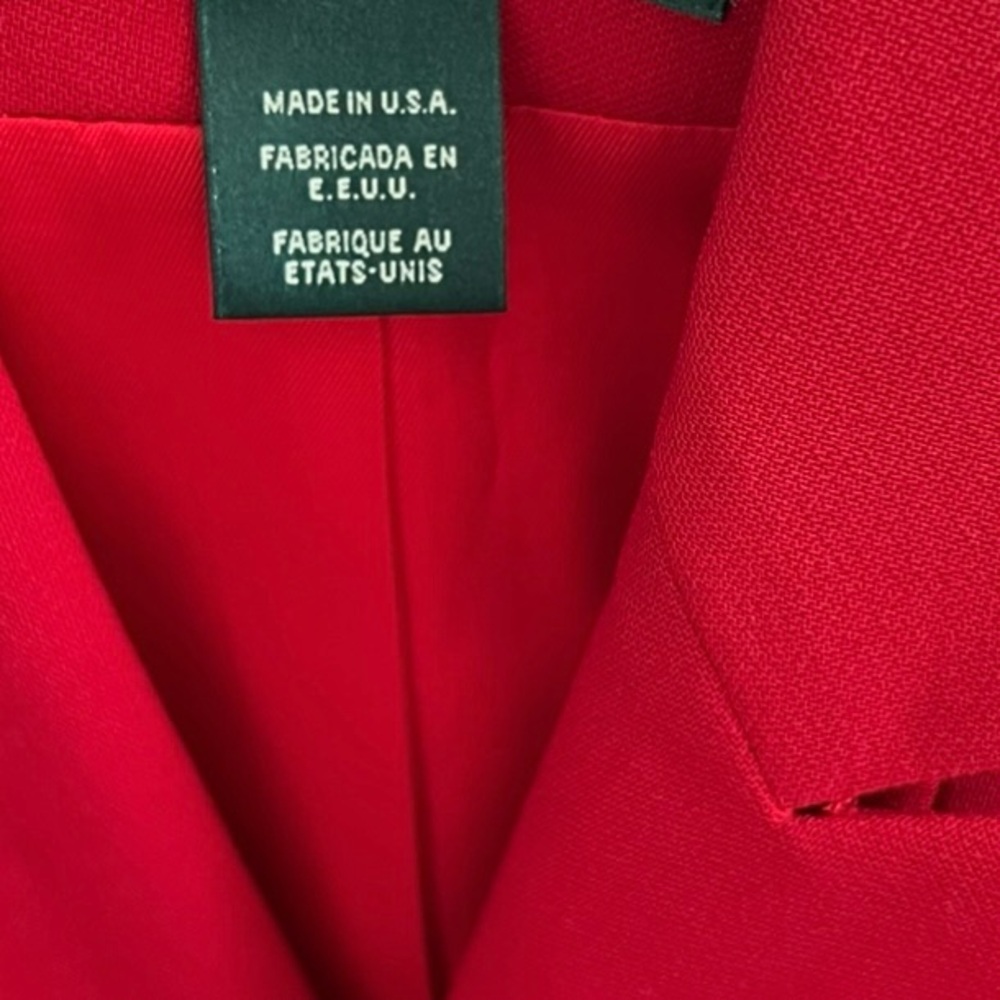 Ralph Lauren Double Breasted Blazer Gold Buttons Worsted Wool Semi Crop Made USA - Picture 11 of 13